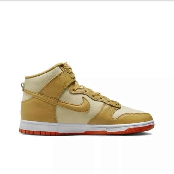 Nike Dunk Hi Retro PRM Shoes Wheat Team Gold White DV7215-700 Men's Sizes NEW 11 - Picture 3 of 5